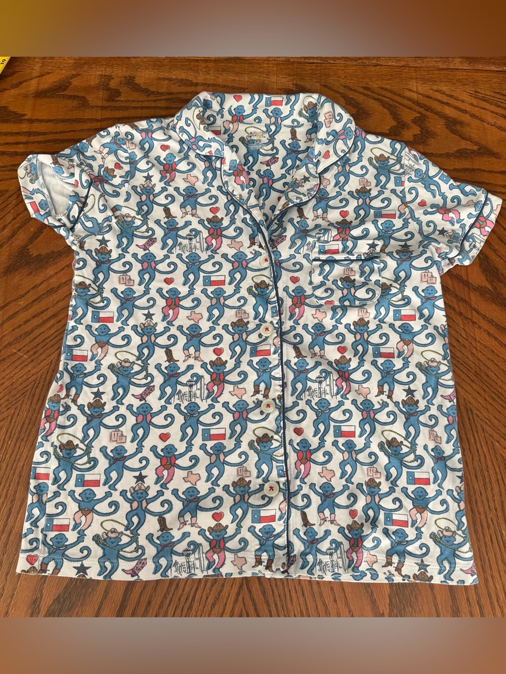 Roller Rabbit Dallas Texas Pj Top Xs Western Button Down